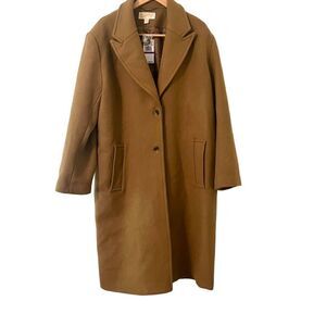 Michael Kors Melton Coat Wool Oversized Brown Husk Size XXL Womens New With Tags